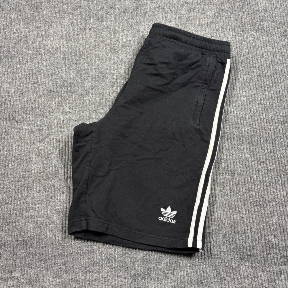 Adidas Shorts Mens L Originals Black 3-Stripe Trefoil Fleece Casual Streetwear